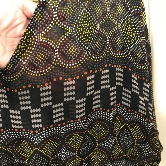 Aqua abstract print black sheet peplum kimono sleeve top size Medium - Picture 8 of 9